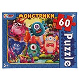 Монстрики.  Пазлы классические в коробке.  Пазл 60 деталей. Умные игры