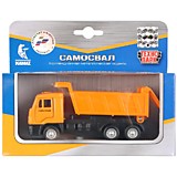 Машина металл KAMAZ САМОСВАЛ 12 см, двери, инерционная., подвижные детали, Технопарк