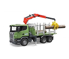 Лесовоз Scania с портативным краном и бревнами